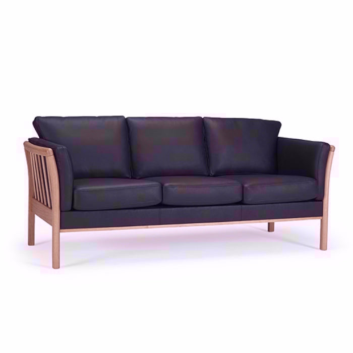 Nordly Fredericia tremmesofa i sort læder, 3 personers