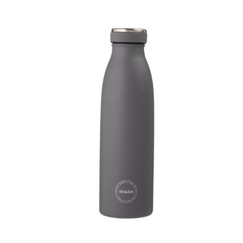 Mørkegrå Aya&Ida drikkeflaske i rustfrit stål med låg, 500 ml, Dark Grey