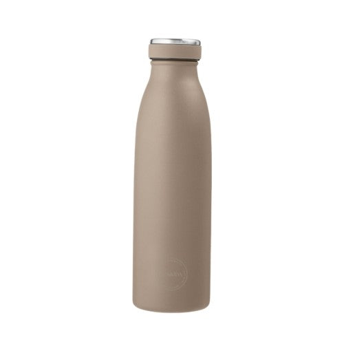 Aya&ida drikkeflaske med låg på 500 ml i rustfrit stål, farven Dusty Brown