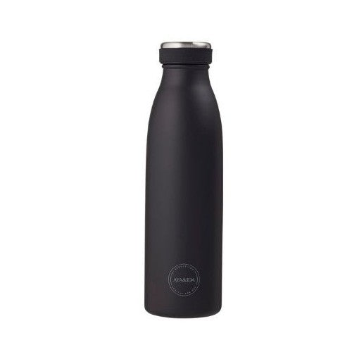 Sort drikkeflaske med låg fra Aya&Ida, 500 ml, i matte black