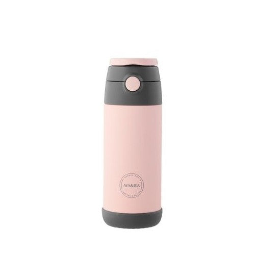Rosa drikkeflaske i rustfrit stål med sugerør fra Aya&Ida