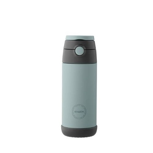 Aya&Ida drikkeflaske i rustfrit stål med sugerør i mint green, 350 ml
