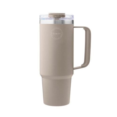 AYA&IDA termokop med hank og sugerør, 885 ml, i farven cream beige