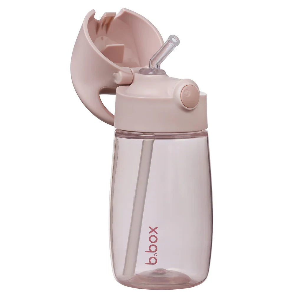 b.box vandflaske Jr 380 ml i rosa med sugerør til børn