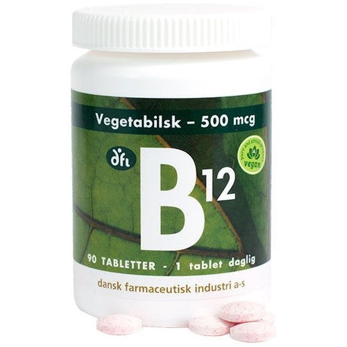 Pakning med B12 vitamin 500 mcg, 90 kapsler, fra Grønne dfi vitaminer
