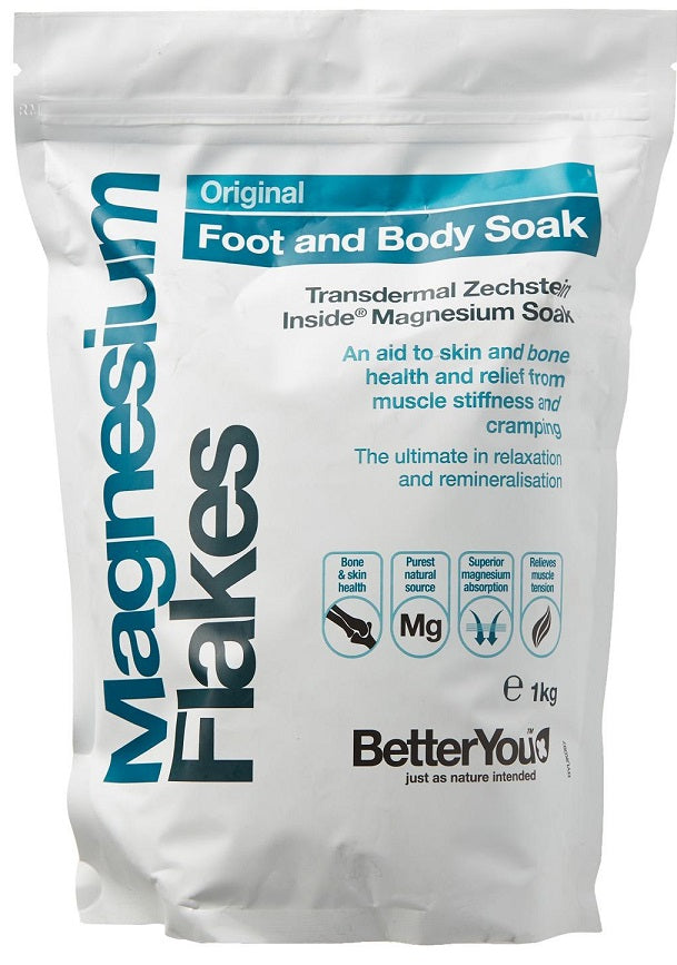 Stor pakke med BetterYou Magnesium Flakes magnesiumflager til badet, 5000 g