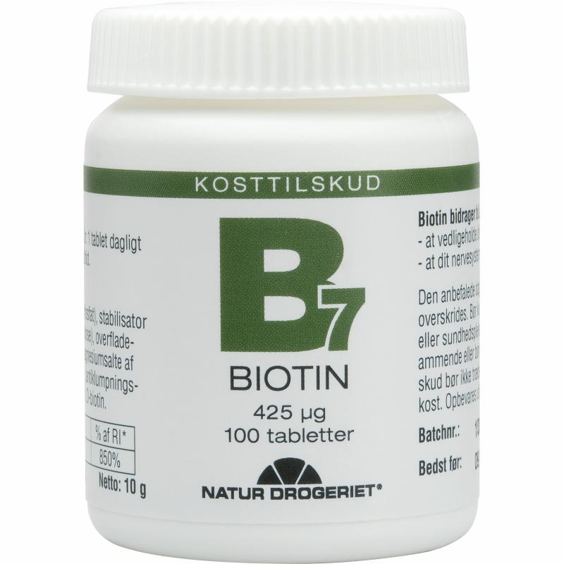 Pakning med Natur-Drogeriet B7 Biotin, 100 tabletter