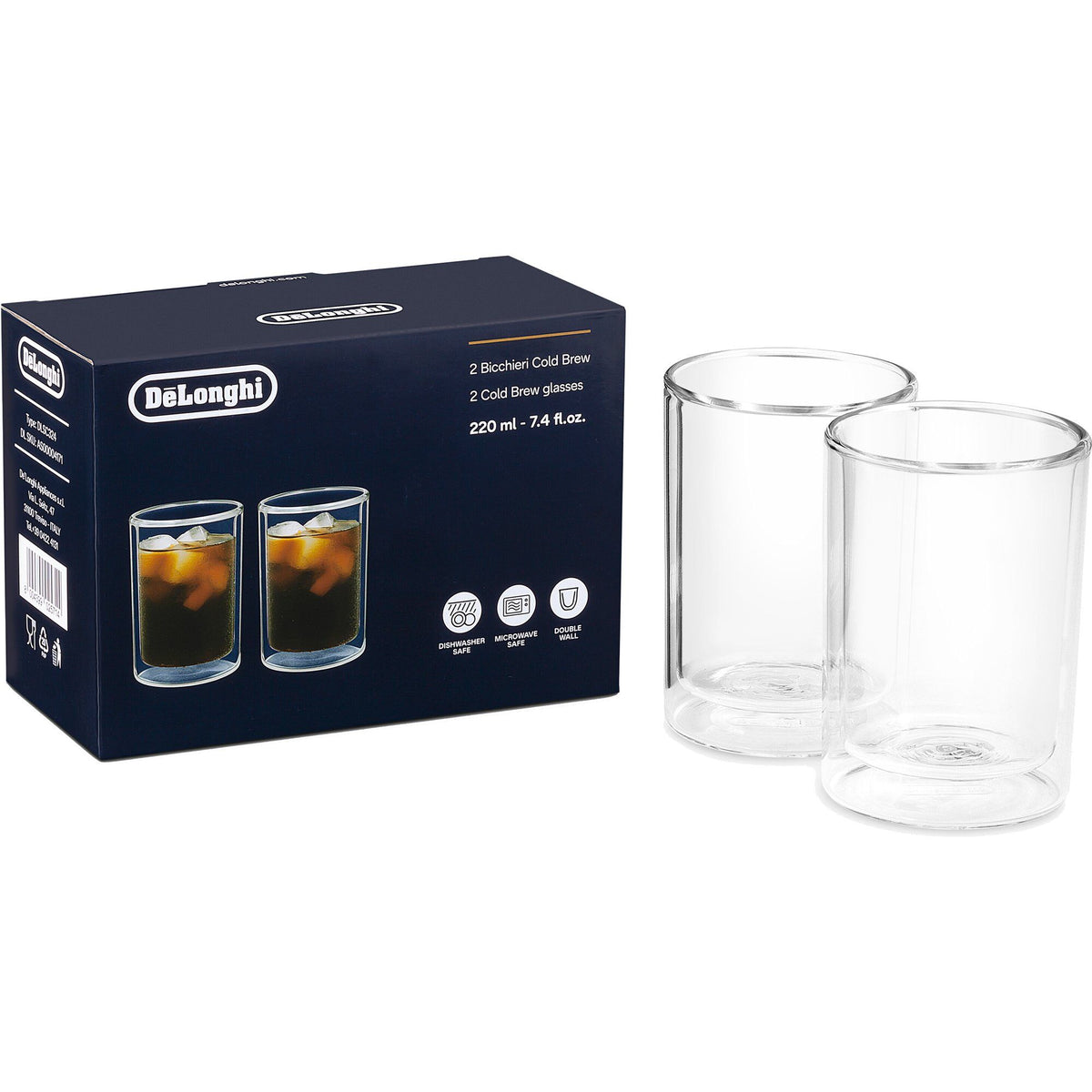 Delonghi dobbeltvæggede termoglas på 220 ml, 2-pak