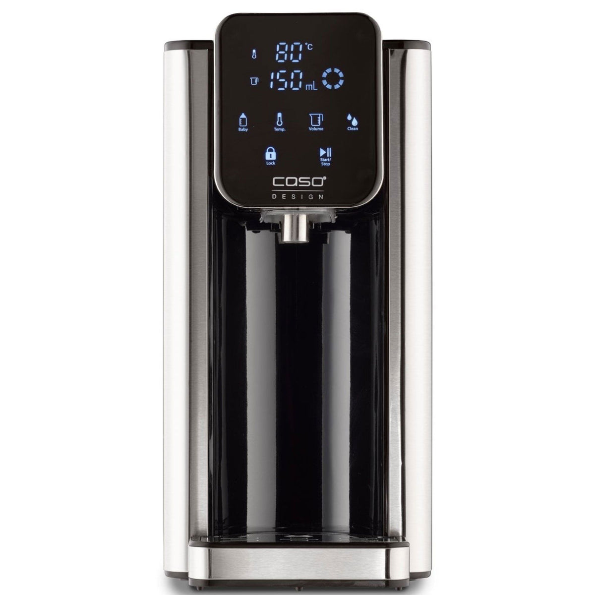 Caso HW660 varmtvandsdispenser i stål og sort med et rumindhold på 2,7 liter