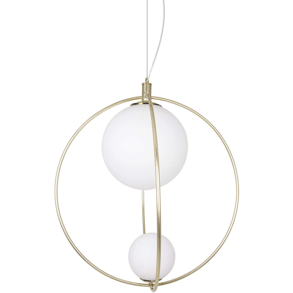 Globen Lighting Saint 60 pendel i messing med hvide glaskugler