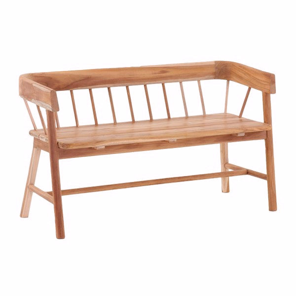 Andria havebænk med tremmer i teak fra Dacore, 123 x 72 x 45 cm