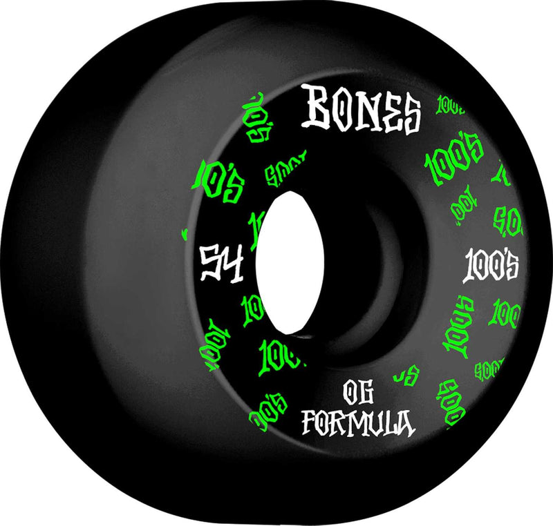 Bones Wheels Skateboard 100 54mm 100A Black V5 Sidecut 4-pak 54mm