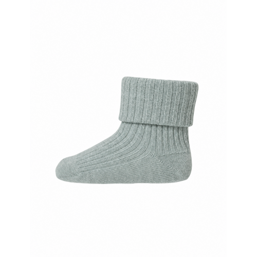 Baby ankelstrømper i merino uld med ombuk fra MP Denmark, farven grey mist, størrelse 22/24