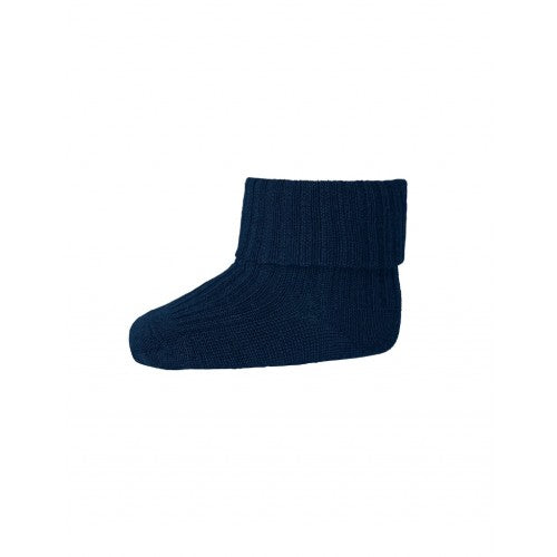 MP Denmark ankelstrømper i navy af merino uld med ombuk, størrelse 19/21