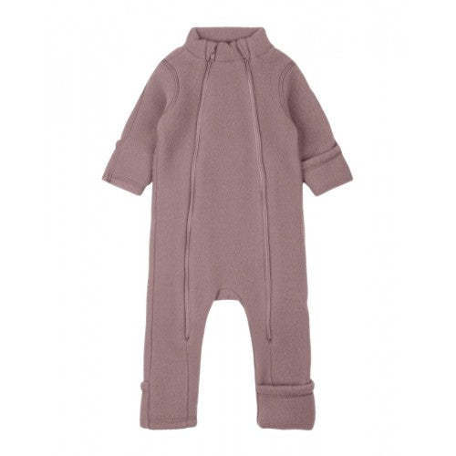 Mikk-Line baby ulddragt med dobbelt lynlås i farven twilight mauve