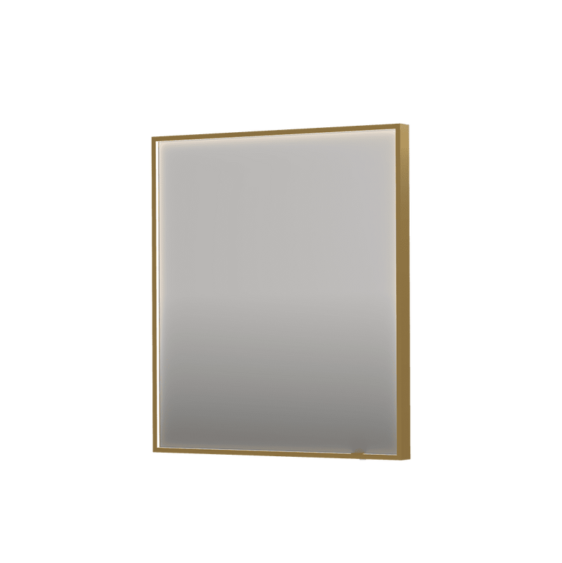 SP19 rektangulært spejl i ramme med direkte LED-belysning - 70x4x80 - børstet mat guld