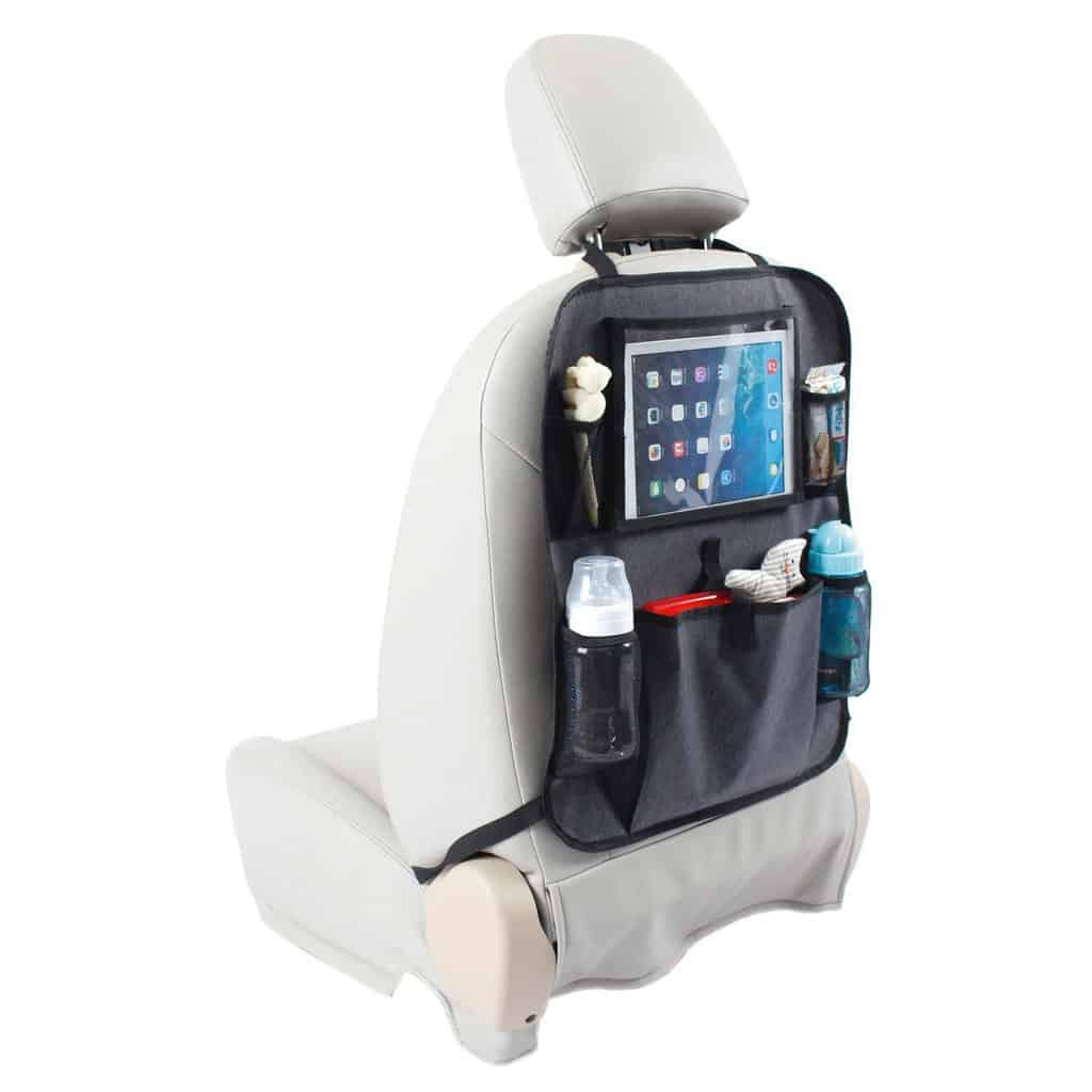 BabyDan bagsæde organizer i grå med lomme til iPad