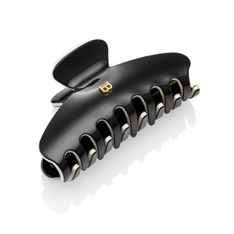 Balmain medium clawclip i sort celluloseacetat med forgyldt B-logo