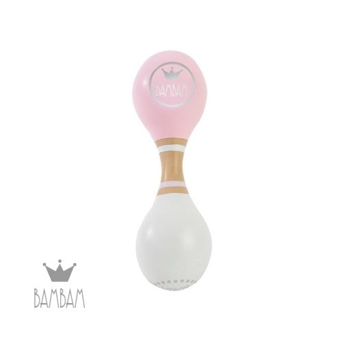 Pink maracas rangle med smalt håndtag fra Bambam
