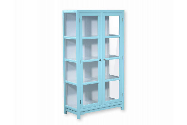 Se Barsø Vitrineskab - 160x90x40 cm Pastelblå/Hvid ❤ Lav fragtpris og hurtig levering - Varenummer: Havemøbelland-DK3803v949 - Udsalg på INDEMØBLER - Vitrineskabe Op til 63% rabat - Over 1.329 brands på online udsalg