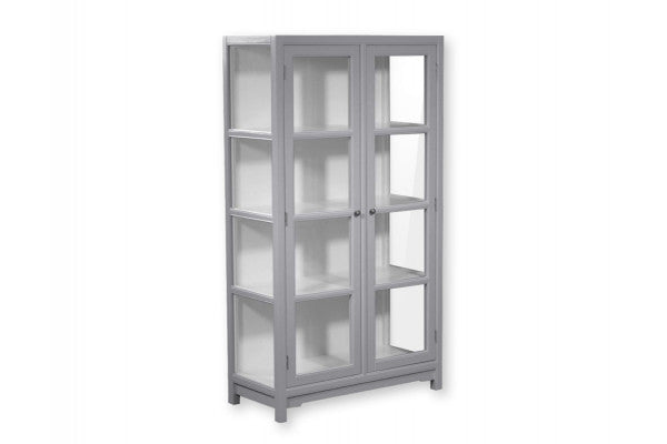 Barsø Vitrineskab - 160x90x40 cm Grå/Hvid
