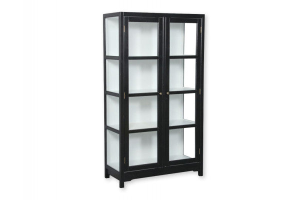 Barsø Vitrineskab - 160x90x40 cm Sort/Hvid