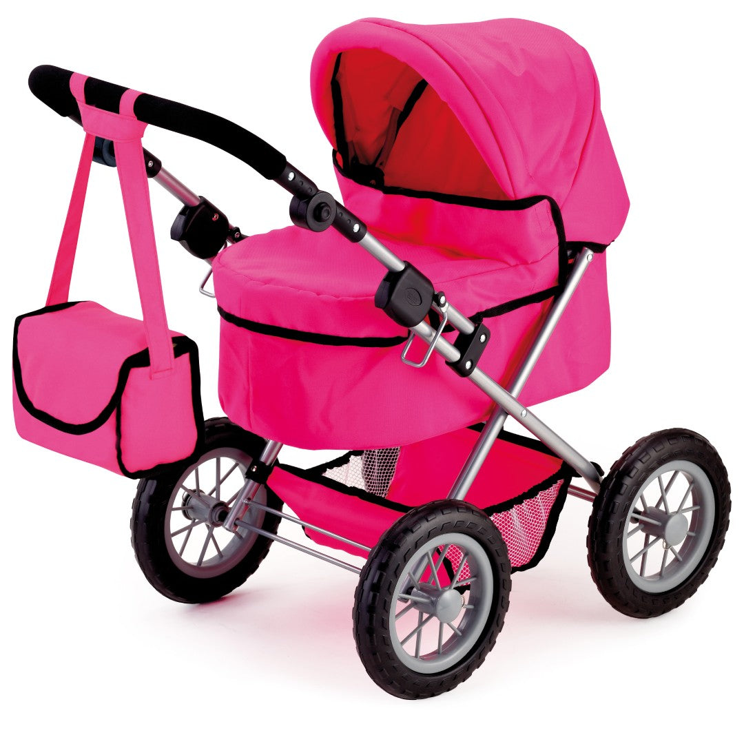 Pink Bayer Design Trendy dukkevogn med pusletaske til dukker op til 46 cm