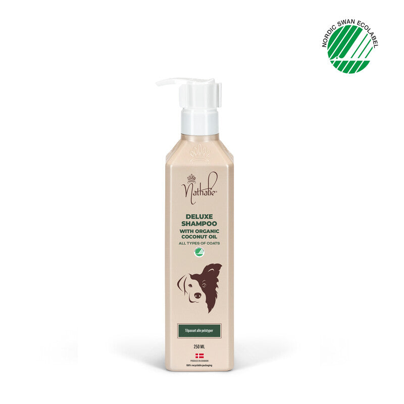 Flaske med 250 ml Nathalie Deluxe shampoo fra Nathalie Dog Care