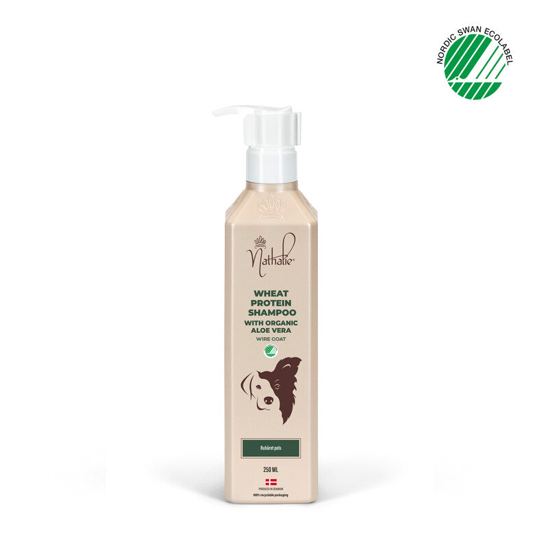 Flaske med 250 ml Nathalie Dog Care Wheat Protein shampoo til hunde