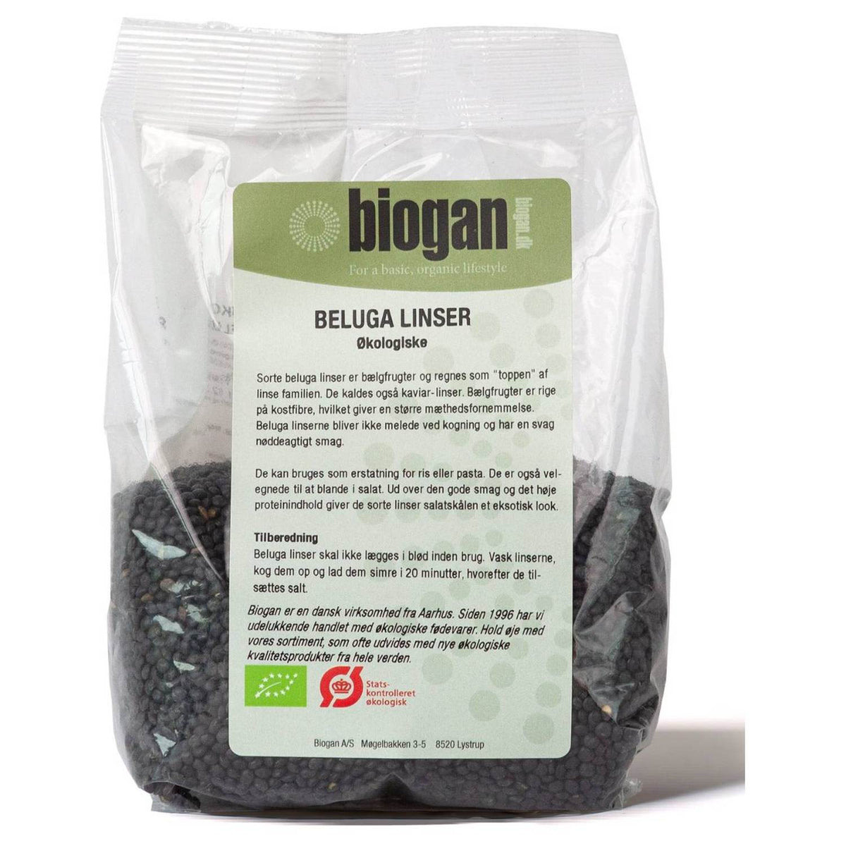 Pakke med økologiske beluga linser, 500 g, fra Biogan