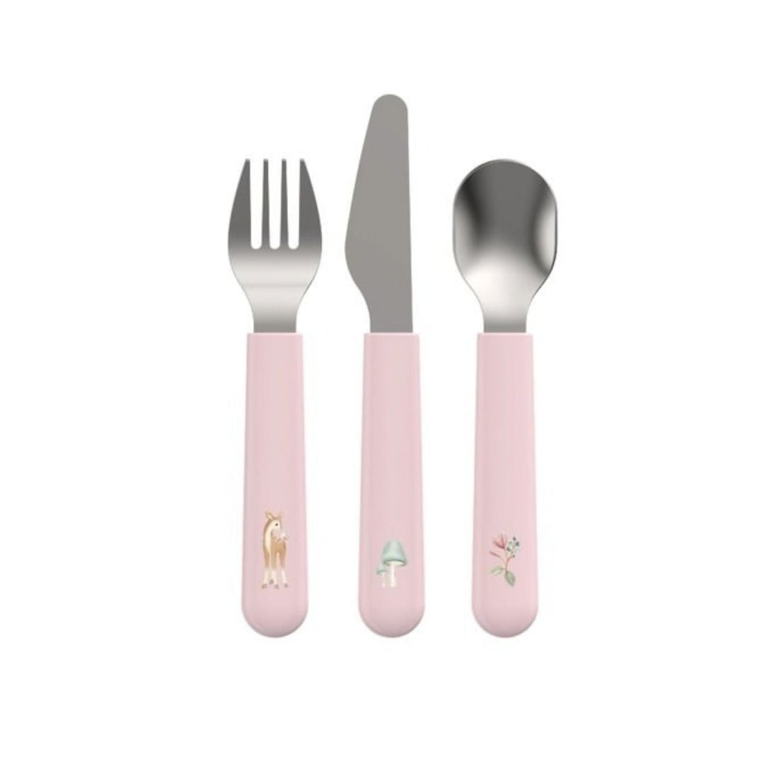 Rosa børnebestik med gaffel, kniv og ske fra Mepal x Little Dutch