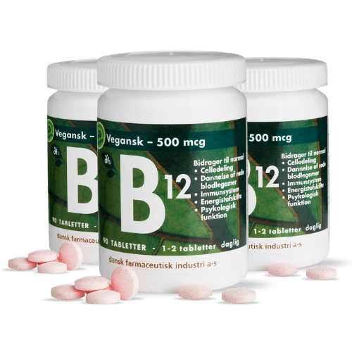 3 x Grønne Vitaminer B12-vitamin 500 mcg, tabletter, 90 tabletter