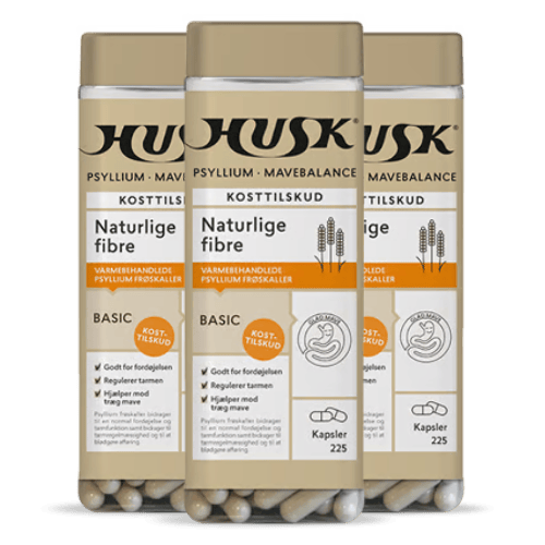 3 x HUSK Psyllium Mavebalance kosttilskud i kapselform, 225 kapsler