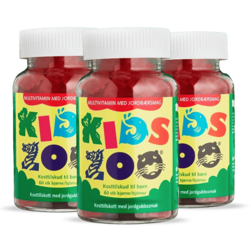 Tre pakker Kids Zoo Multivitamin med jordbærsmag, 60 stk. pr. pakke