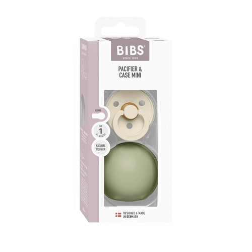 BIBS 2-pak med Colour sut i størrelse 1 til 0-6 måneder og Mini sutteboks