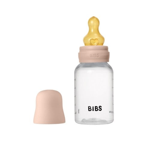 Bibs Baby Bottle sutteflaske i plast, komplet sæt med låg og flaskesut, 150 ml