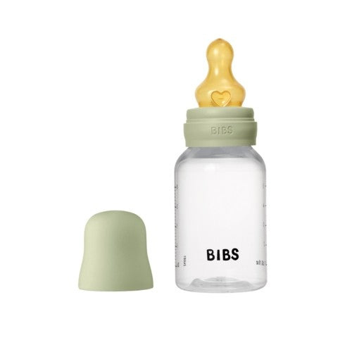 Bibs Baby Bottle sutteflaske i plast på 150 ml med låg og rund latexsut