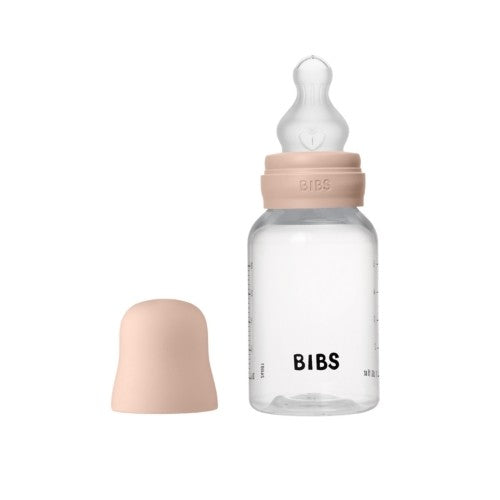 Bibs Baby Bottle sutteflaske i plast, komplet sæt med låg og latexsut, 150 ml