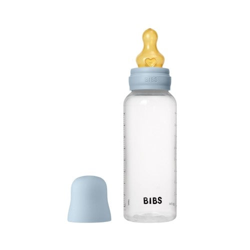 BIBS Baby Bottle sutteflaske i plast, komplet sæt med låg og sut, 270 ml