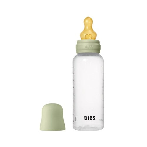 BIBS Baby Bottle sutteflaske på 270 ml med måleskema, låg og flaskesut i latex