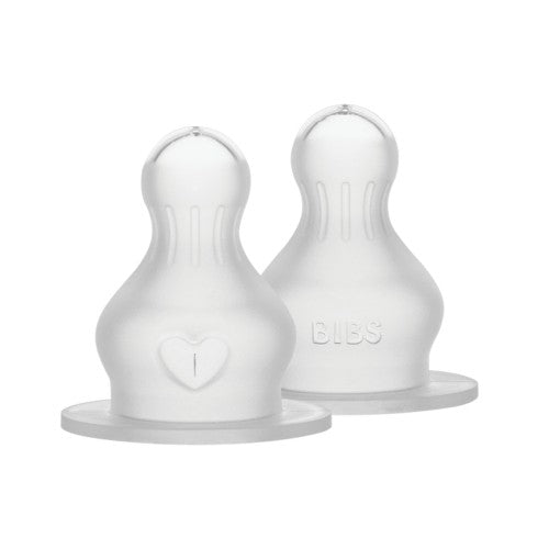Bibs flaskesut i silikone med fast flow, 2-pak, til Bibs sutteflasker
