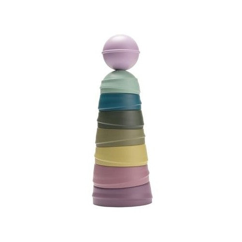 Bibs Wobbly Tower stabletårn i farverne Pastel Rainbow