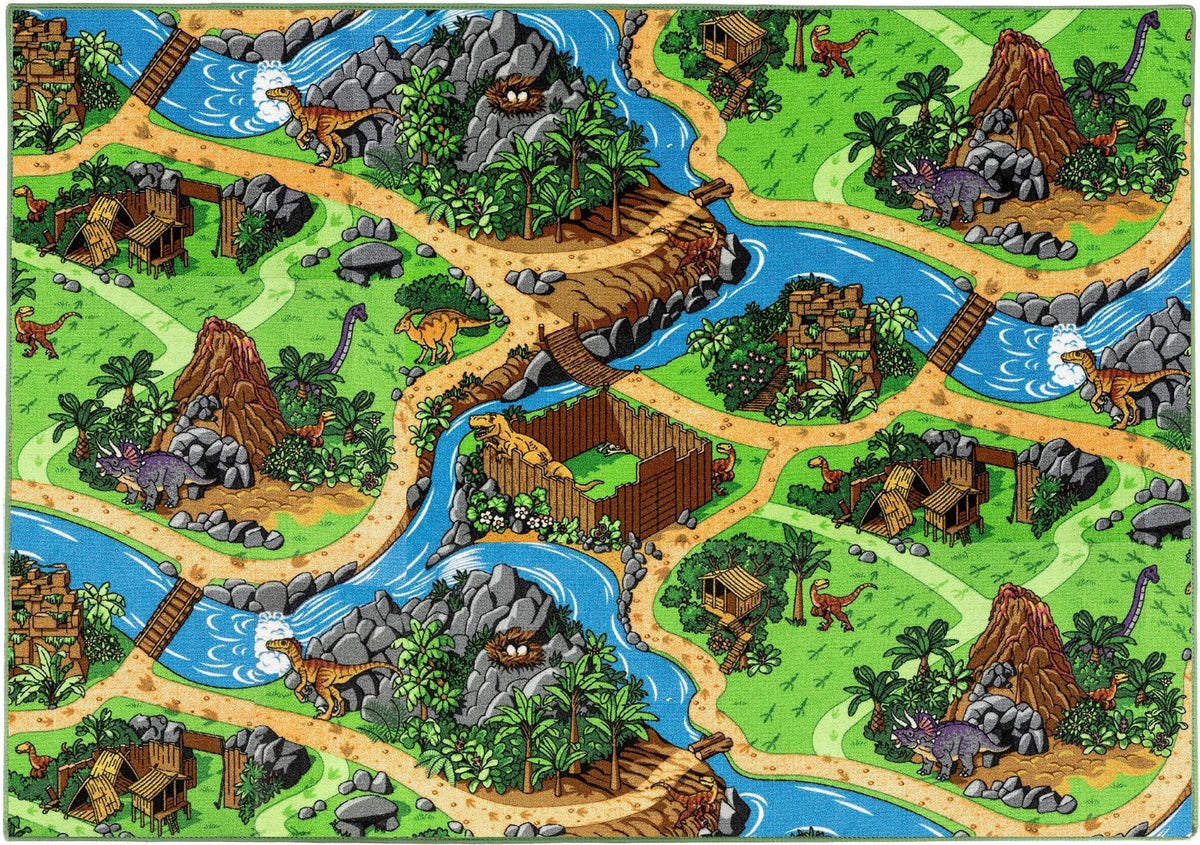 Rebel Roads legetæppe Dino World til børneværelset, 140 x 200 cm