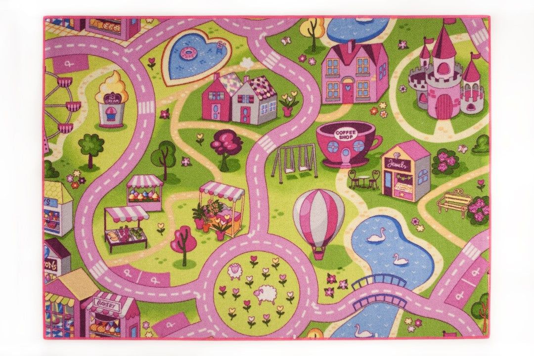 Associated Weavers bil-legetæppe Sweet Town 95 x 133 cm til børneværelset