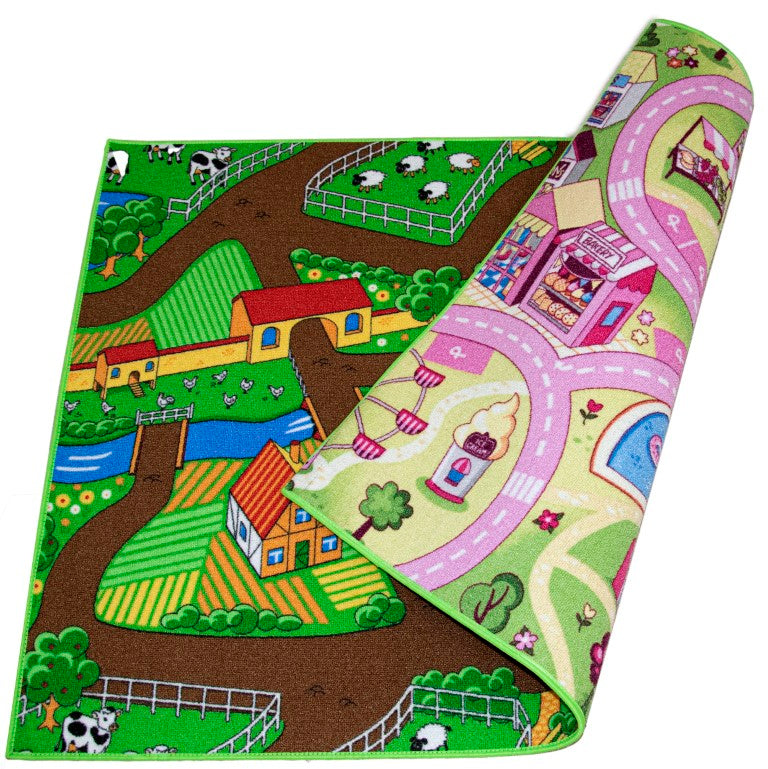 Se Bil Vendbart Farm Life/Sweet Town biltæppe 95x133 cm ✔ Kæmpe udvalg i Associated Weavers - Køb online på udsalg og tilbud lige nu ✔ Hurtig levering til lave fragtpriser - Varenummer: MMAction-177179 og 5414956748056 på lager - Udsalg på Bil Trafik Gulvtæpper til Børn Få op til 63% i rabat - Shop blandt over 2.739 mærker
