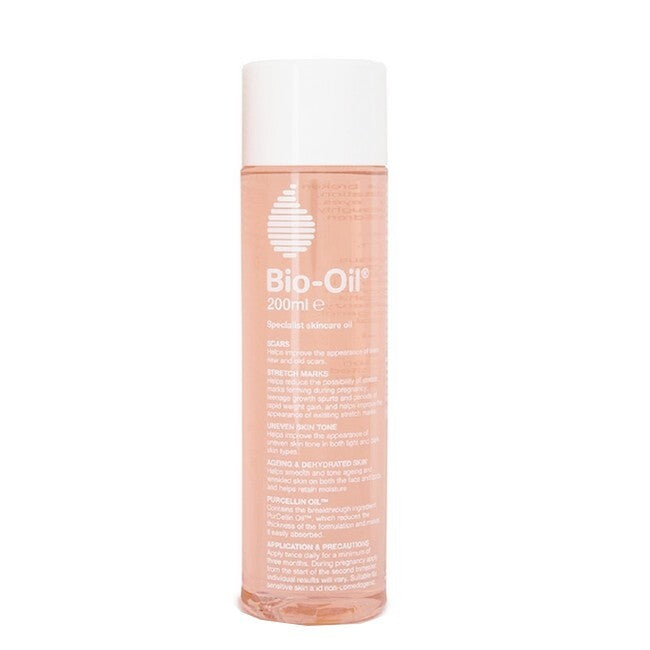 Bio-Oil hudplejeolie i flaske med 200 ml indhold