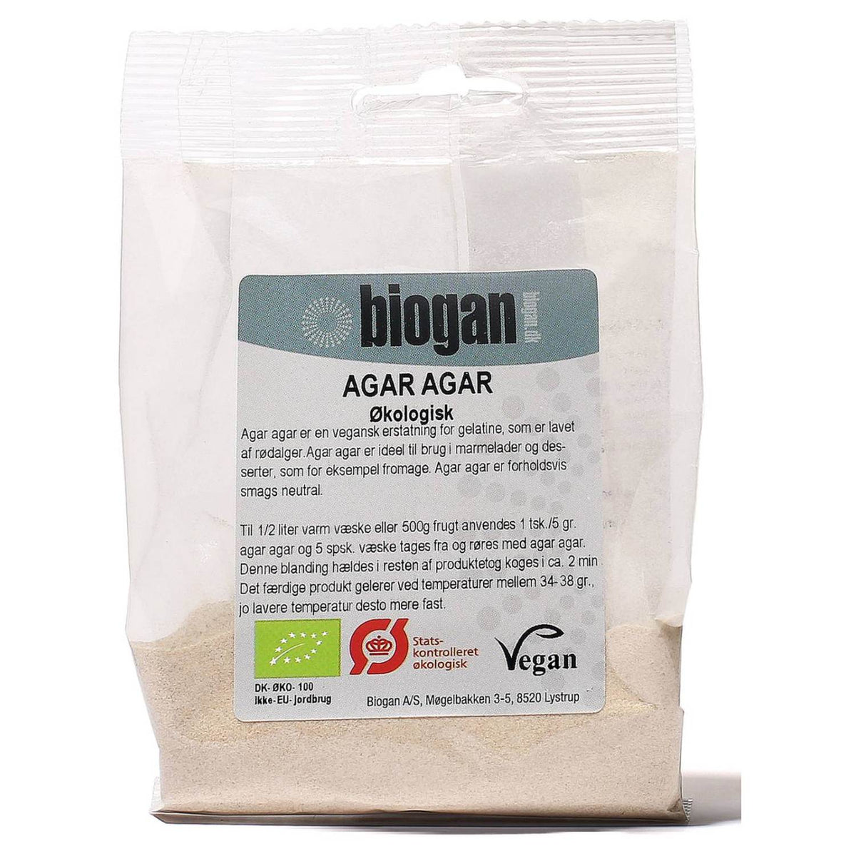 Pakke med økologisk agar agar fra Biogan, 30 gram