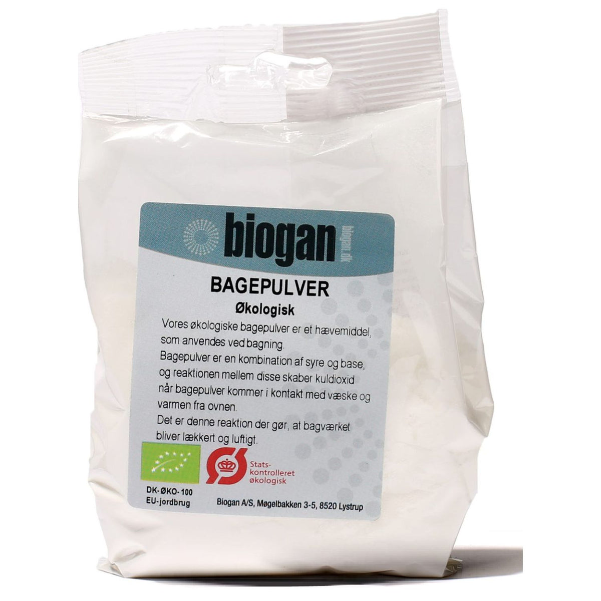 Pakke med økologisk bagepulver fra Biogan, 100 gram