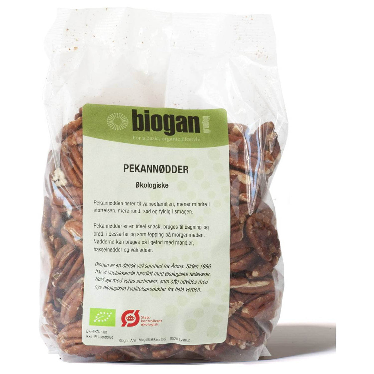 Pose med økologiske pekannødder fra Biogan, 400 gram