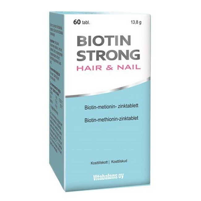Pakning med Biotin Strong Hair & Nail kosttilskud, 60 tabletter